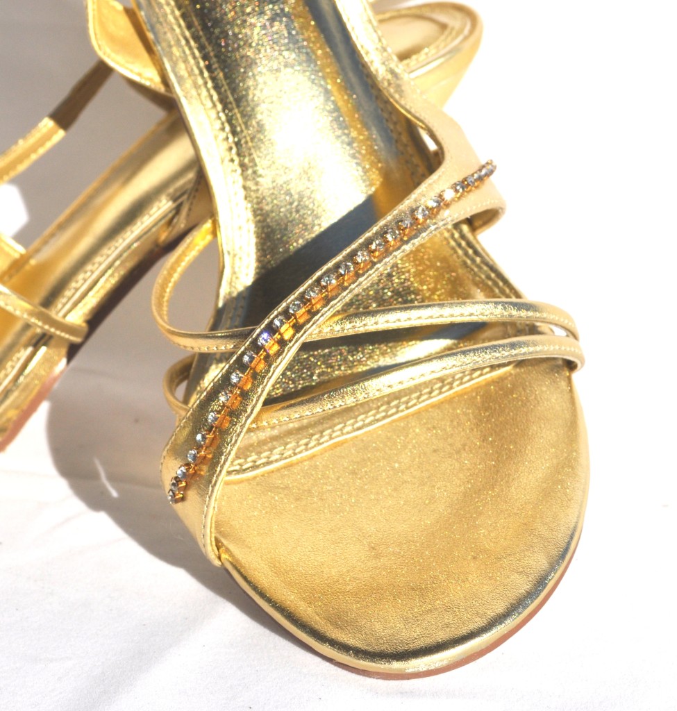Gold High Heel Slingback Womens Evening Dress Shoes #9040 (Retail $88