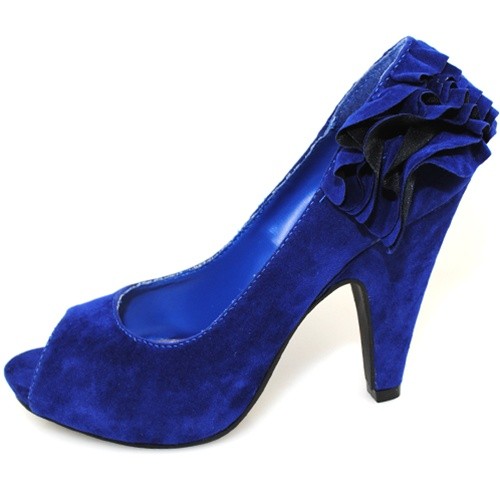 blue velvet high heel shoes