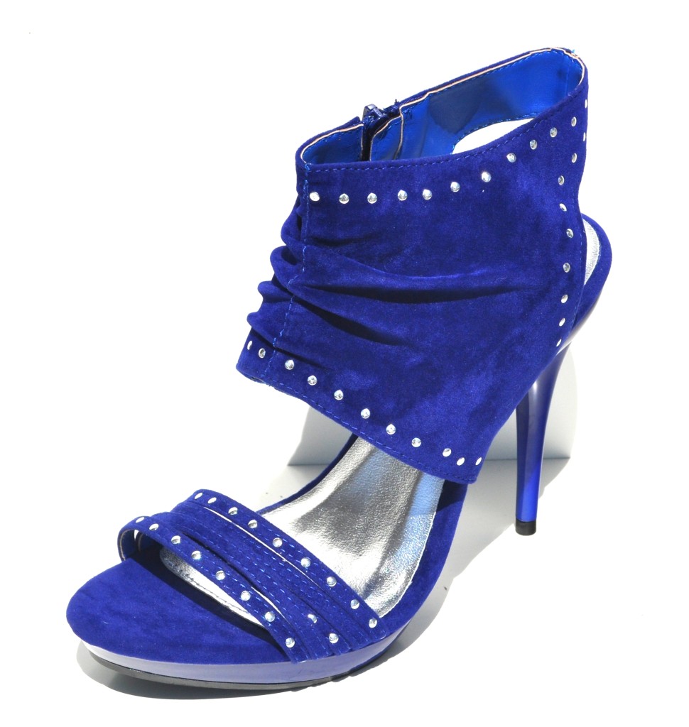 Qupid Royal Blue Velvet Sexy Womens High Heel Slingback Sandals (Retail