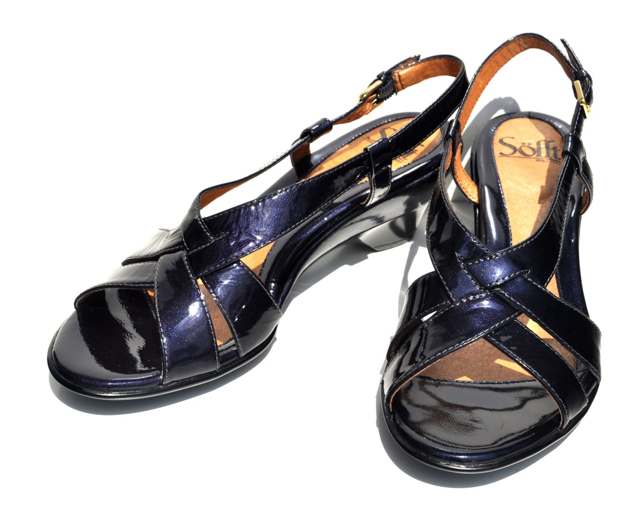 SOFFT NAVY PATENT Leather Womens Sandals Designer Wedge (Retail 88) eBay