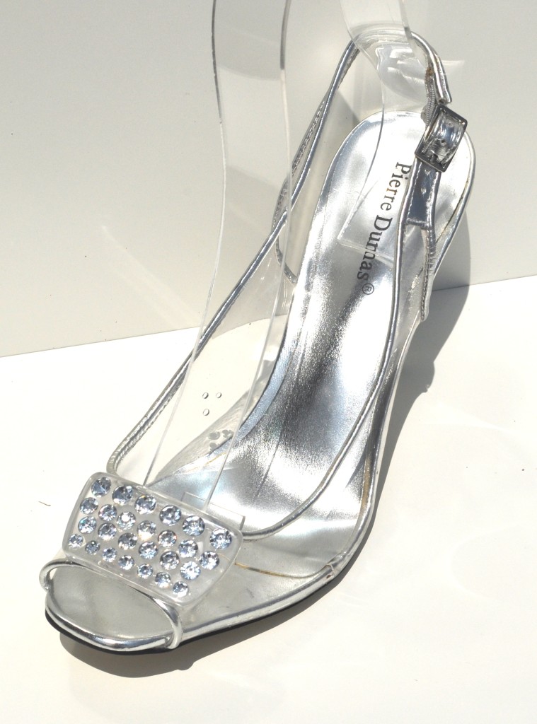 Details about Pierre Dumas Cinderella Clear Slingback Open Toe High
