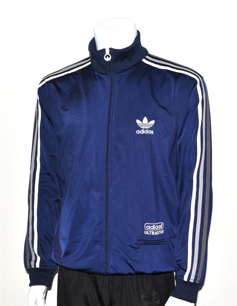 Adidas Originals Navy Blue Ultrastar Track Stripes Mens Top Jacket Size