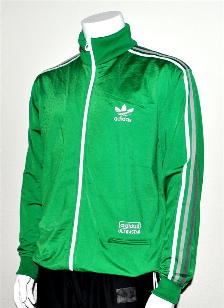 Adidas Originals Green Ultrastar Track Stripes Mens Top Jacket Size S