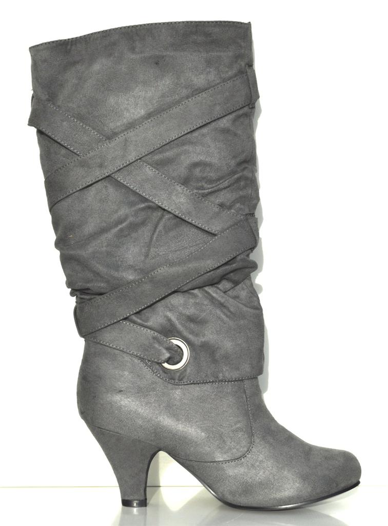 TRENDSup Sexy Womens Grey Faux Suede MidCalf High Boots LA01 (Retail