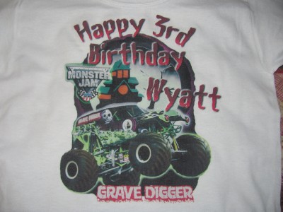 Monster  Birthday Party Supplies on Monster Jam Gravedigger Custom Personalized Birthday Party Supplies T