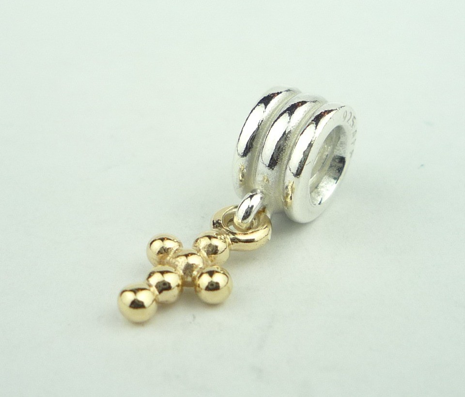 with Authentic Bead pandora Silver Details Gold Pandora Charm about Cross  14k cross & charm