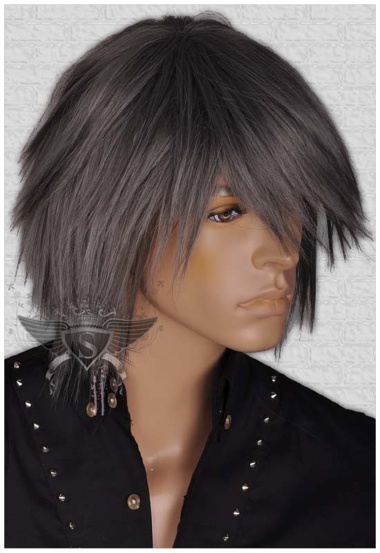 MW393 Grey Short Straight Punk EMO Costume Men's Wig