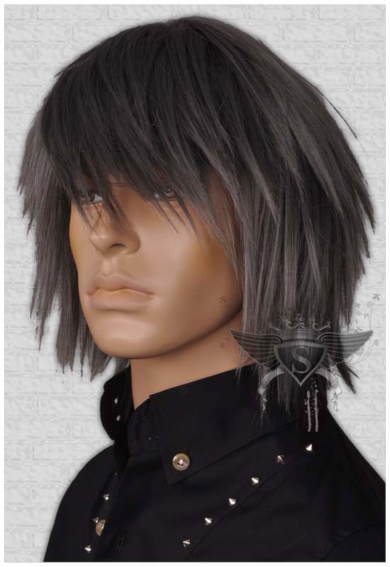 MW393 Grey Short Straight Punk EMO Costume Men's Wig