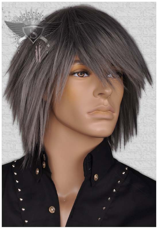 MW393 Grey Short Straight Punk EMO Costume Men's Wig