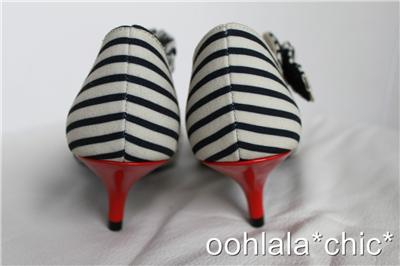Details about ISABEL TOLEDO Payless Striped Cabana Kitten Heel Shoes