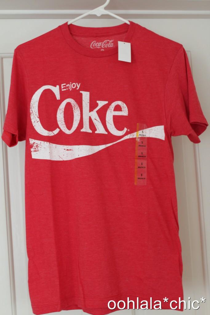 men"s mens red vintage look enjoy coke logo t-shirt tee