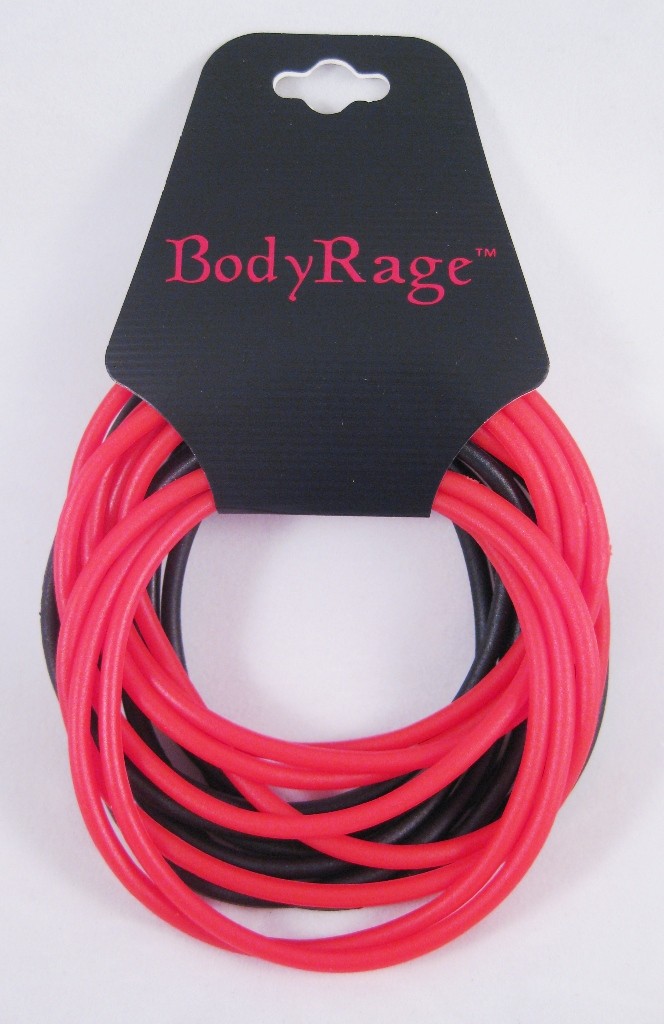 One 16 Piece Set Of Body Rage Jelly Bracelets Red Pink Black B115234