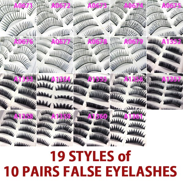 A0671P-x10Pairs-UPICK-Long-Black-Natural-False-Fake-Eyelashes-Lashes-Full-MakeUp