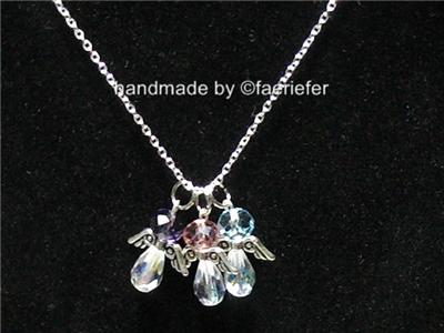 Grandma Necklace  Birthstones on Family Birthstone Angels Necklace Gift For Nan Gran Grandmother   Ebay