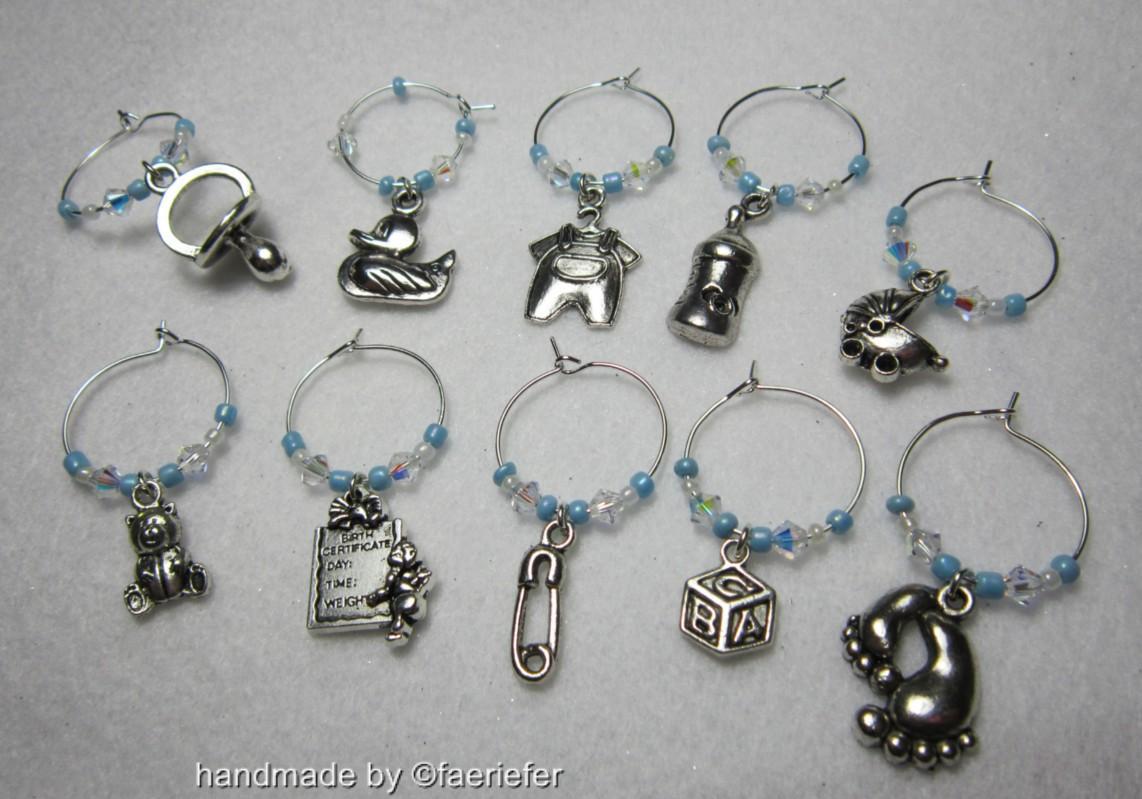 New baby wine glass charm christening party gift 10 different charms