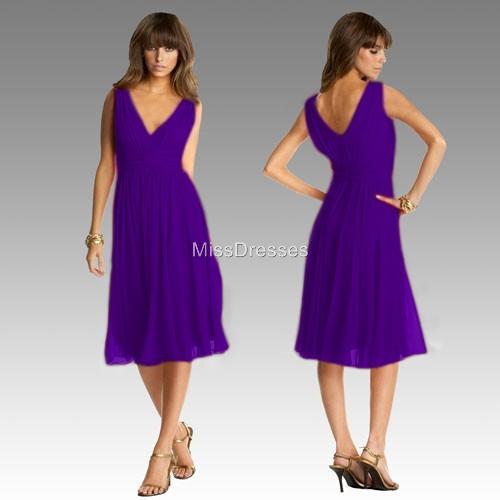 ... -Prom-Bridesmaid-Gown-Prom-Black-Teal-Purple-Chiffon-Midi-Dress-086