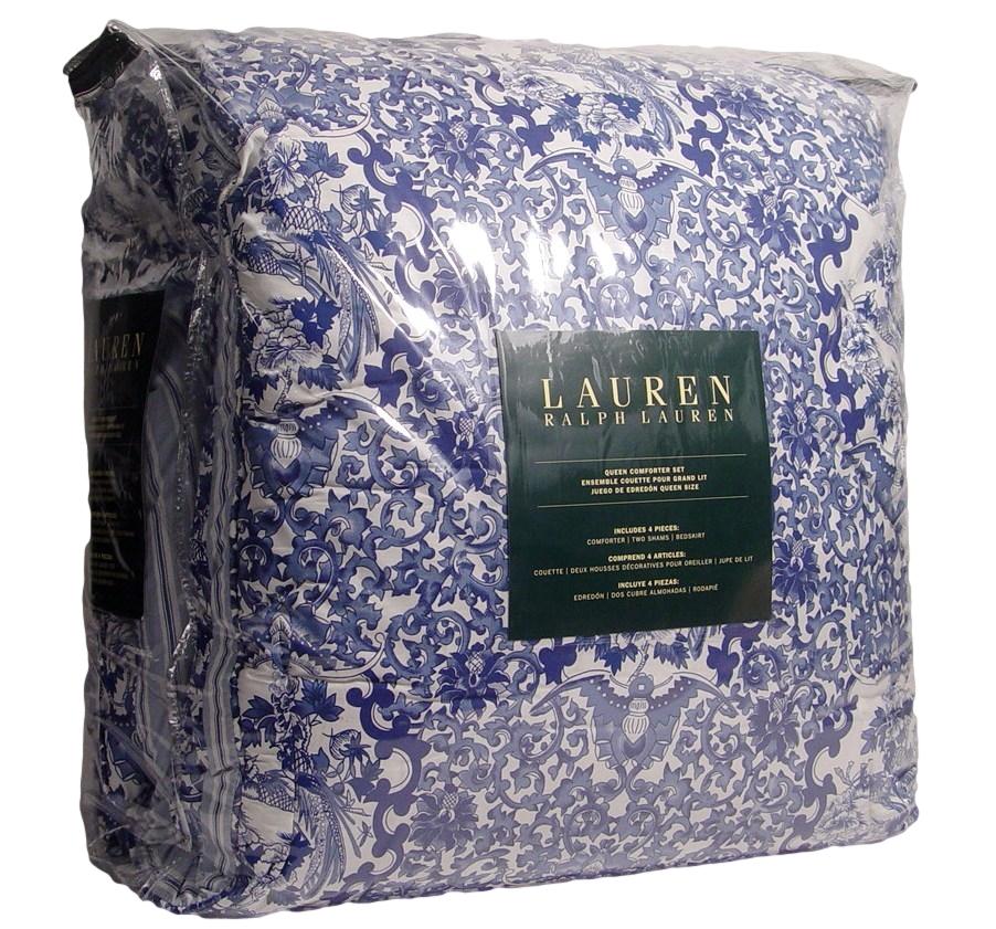 Ralph Lauren Porcelain Blue Full / Queen Comforter Shams Bedskirt Set