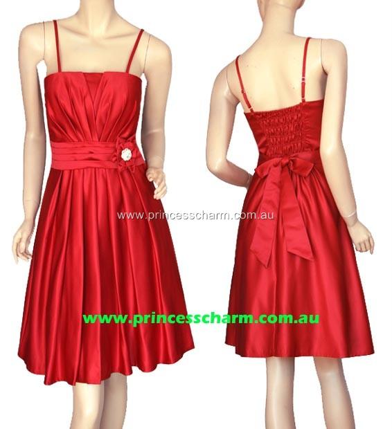 Details about Size 8 10 14 Red Satin Cocktail Races Prom Dress Short