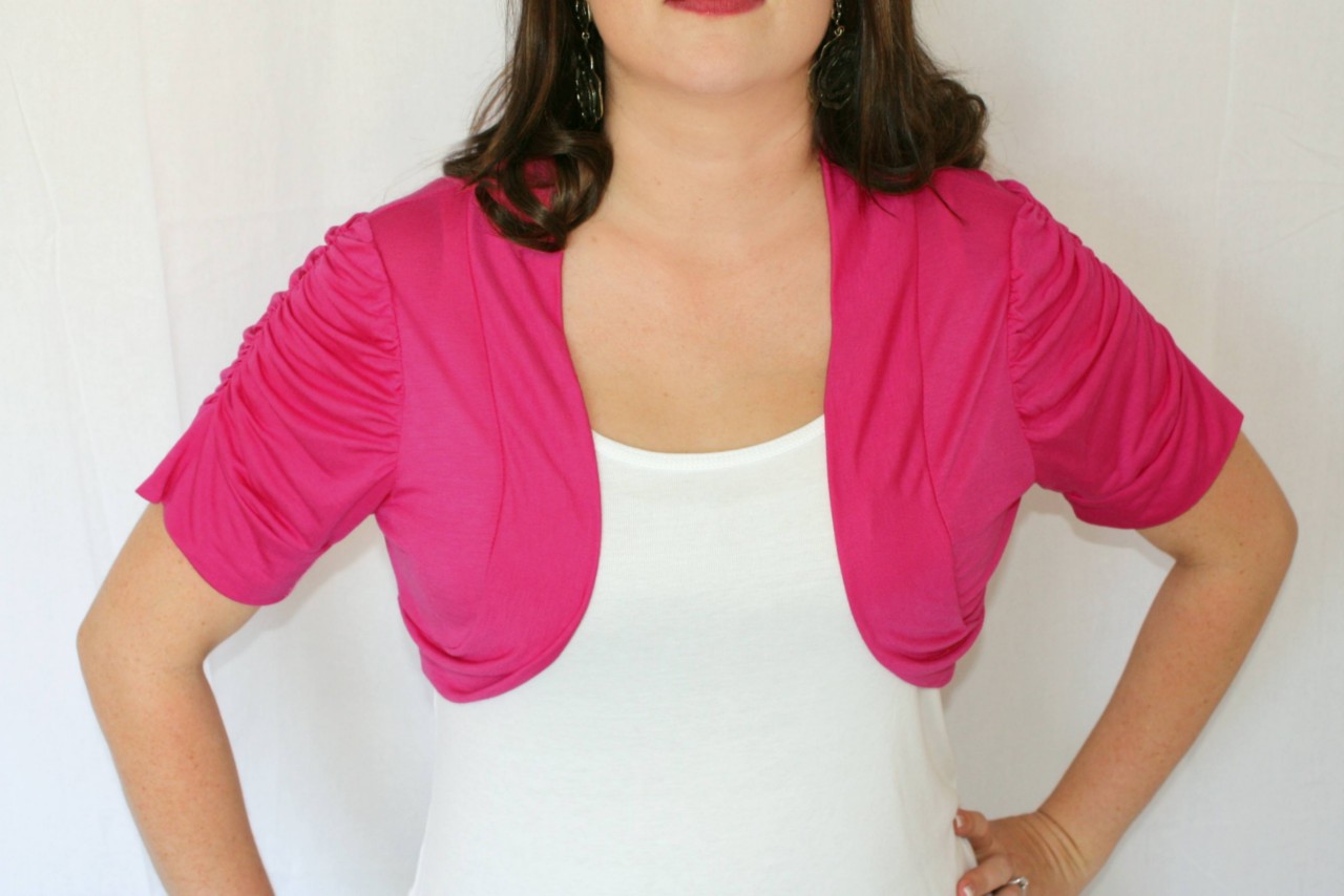 Chic NEW Hot Pink Soft Jersey Summer Bolero Shrug Cardigan Top Sz 1618 Stretch eBay