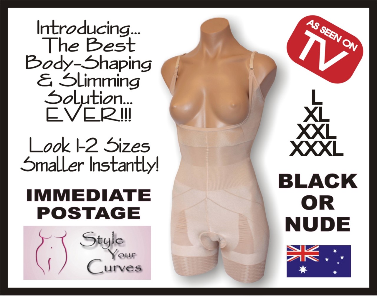 Slimming Body Suit Waist Shaper Shapewear Undergarment Corset STRAPS XXL 18 NUDE - Picture 1 of 1