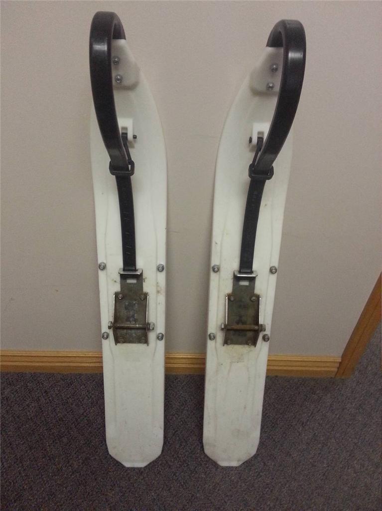 Lightly used FlexiSki Simmons snowmobile skis with loops and SkiDoo