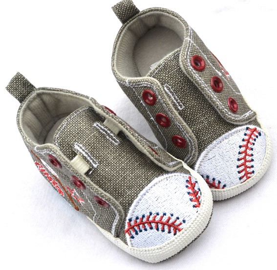 Gray New baby boy baseball crib walking shoes 2 3