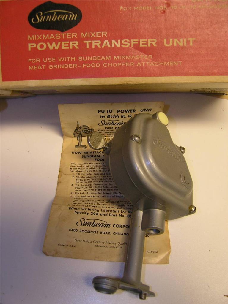 1960s PARTS Sunbeam Mixmaster Power Transfer Unit Attachment PU10 Meat