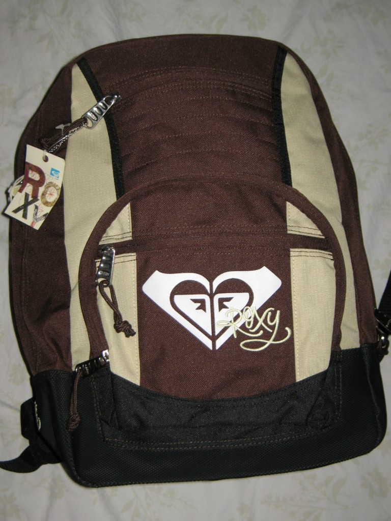 NWT ROXY "Cheatsheet" Medium Backpack in Brown & Beige