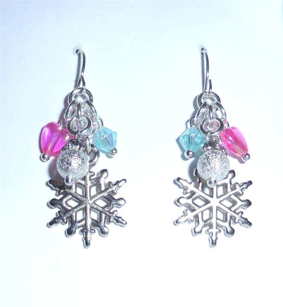 Silver Glitter Frozen Snowflake Dangle Earrings ⋆ It's Just So You