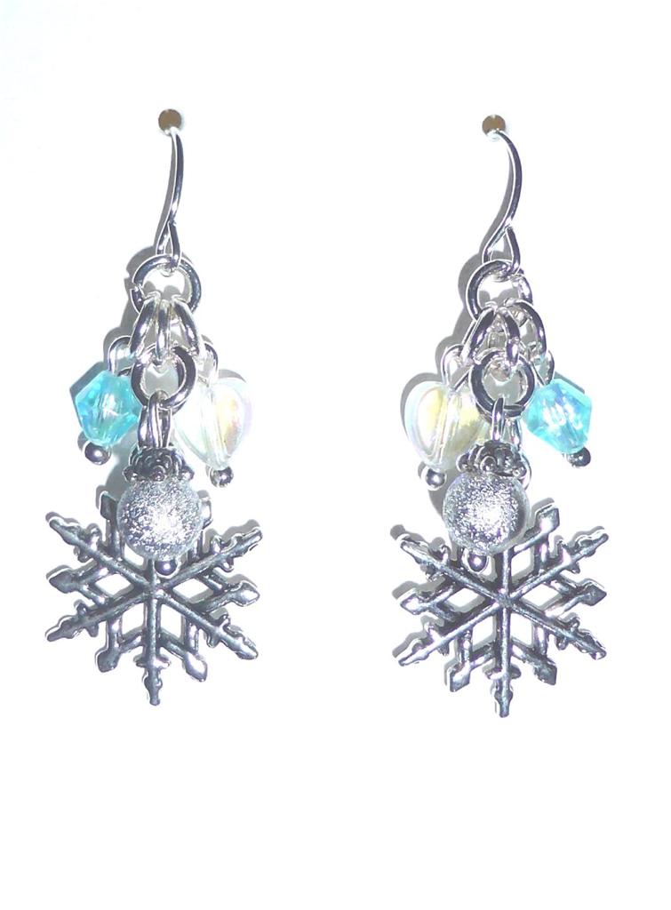 NEW Disney Frozen Girls Elsa Snowflake Earrings pierced or clip on