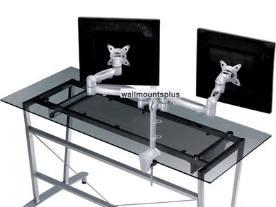 Computer Monitor Desk Mount on Lcd Screen Double Monitor Desk Swing Arm Mount Stand Very Heavy Duty