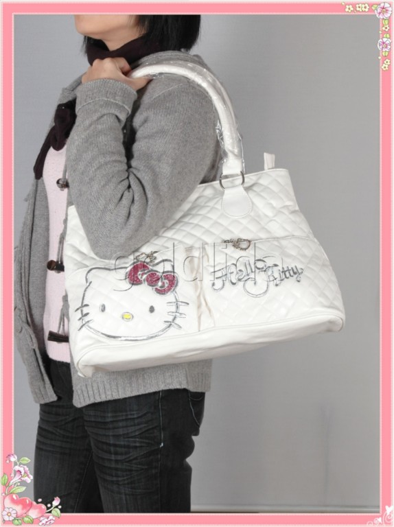 Hello Kitty White leather handbag shoulder bag tote new