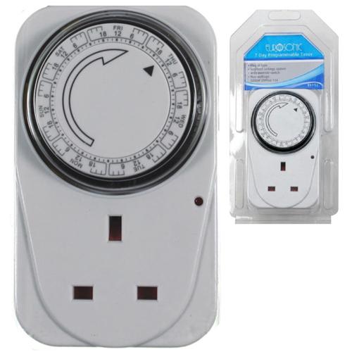 Eurosonic 7 Day Programmable Timer Switch Plug in Segment Setting