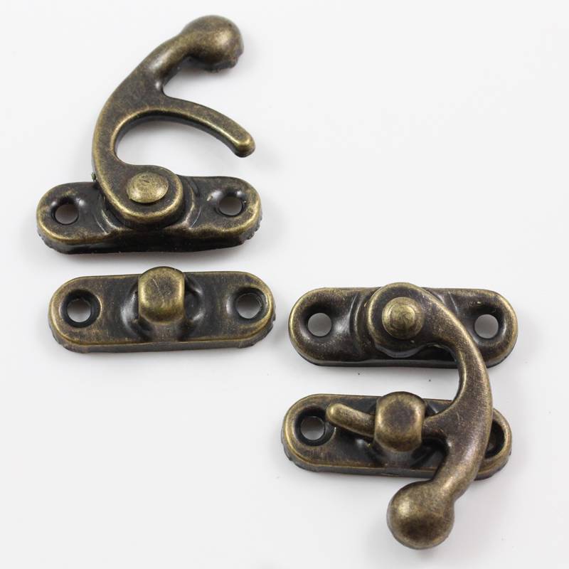 2 ANTIQUE BRASS JEWELLERY BOX LATCH CATCH TRINKET CLOSURE REPLACEMENT