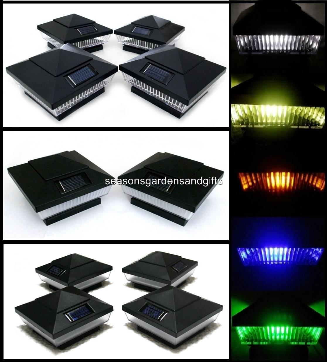 16 Pk 4x4 Black Solar Post Deck Cap Fence Lights 5 Leds Clear Or Image Is Loading 16 Pk 4x4 Black Solar Post Deck Cap