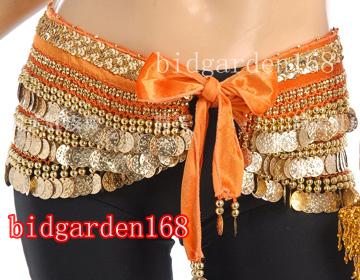 Golden Coins Belly Dance Belt Hip Scarf Skirt red