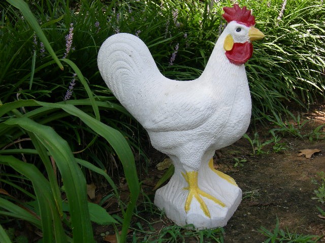 cement rooster statue