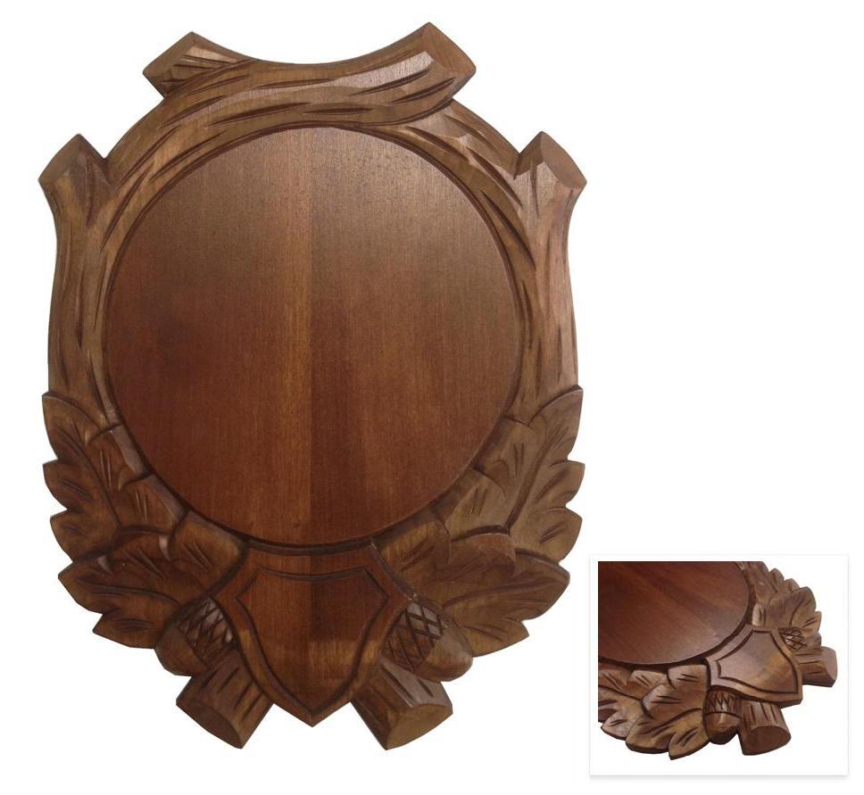 Wooden Trophy Plate Shield Plaque Display Deer Boar Hand Carved Antler