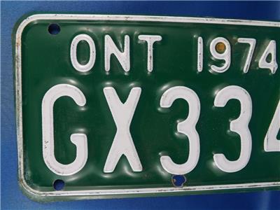 ONTARIO MOTORCYCLE LICENSE PLATE 1974 GX334 VINTAGE BIKE ...