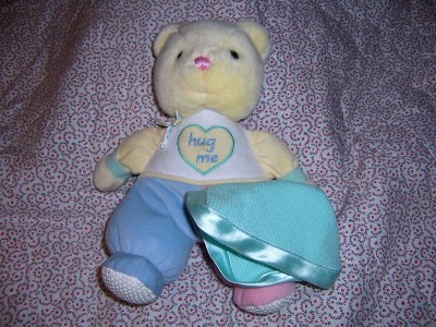 Baby Connection Blanket on Velvety Pastel Teddy Bear With Security Blanket Plush Lovey   Ebay