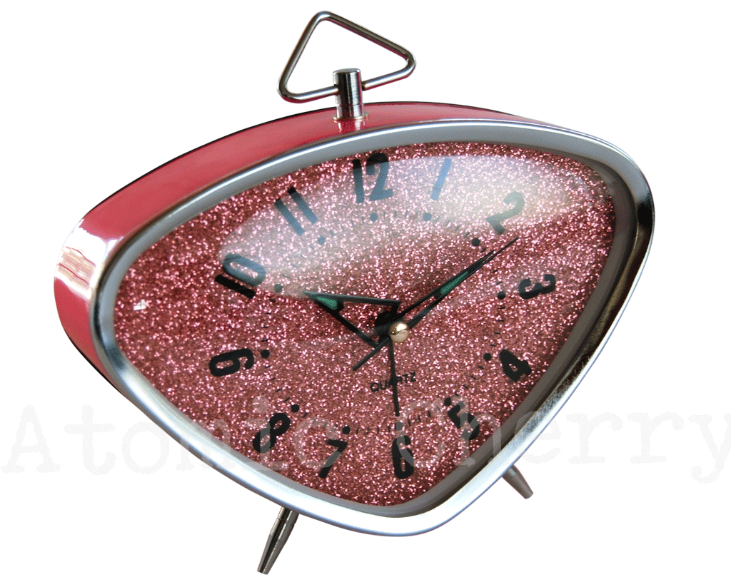 Retro Alarm Clock Pink Glitter Rockabilly 50s 60s 70s eBay