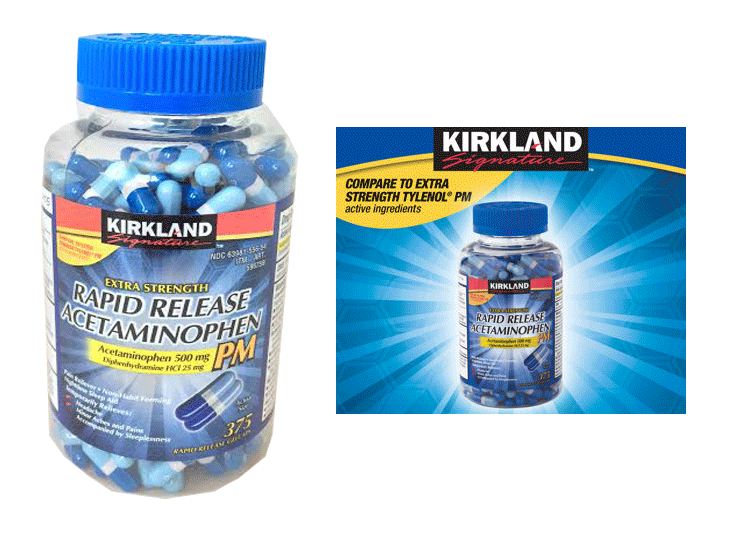 Kirkland Acetaminophen 375 Rapid Release Extra Strength PM 500 mg Pain