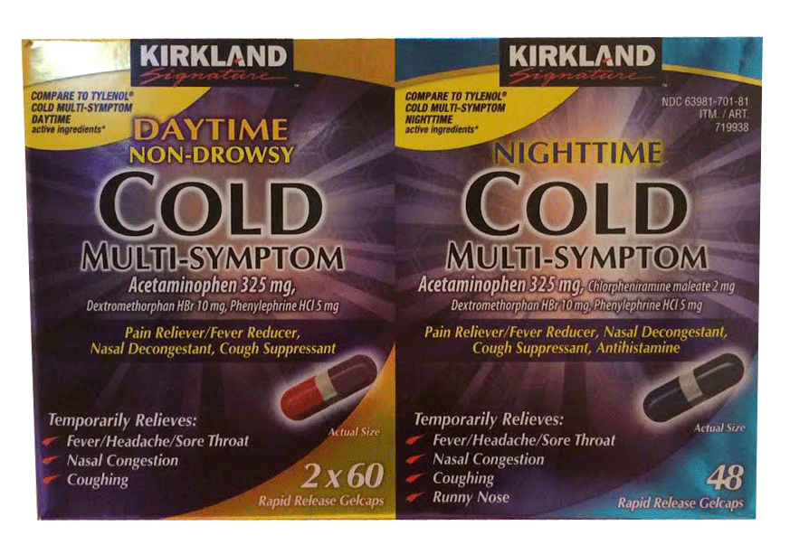Kirkland Cold MultiSymptom Combo pack Daytime & Nightime Rapid Release