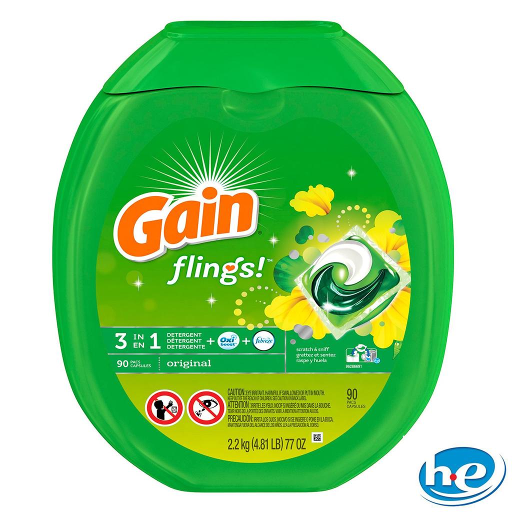 Gain Flings Original 3in1 Laundry Pac (90 Pacs) Laundry Detergent eBay