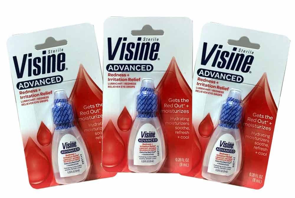 Visine Sterile Advanced Redness + Irritation Relief Eye Drops 3 packs