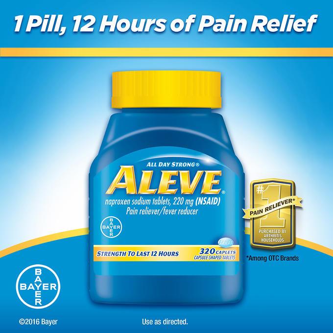 Aleve Naproxen Sodium Pain Reliever Fever Reducer 320 Caplets eBay