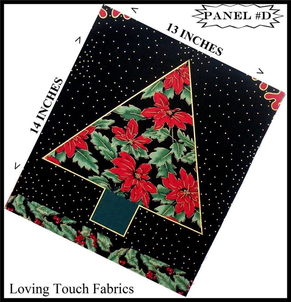 RARE ARTSY RETRO CHRISTMAS TREE FABRIC PANELS 13"x 14"EA (MAKE A SELECTION)