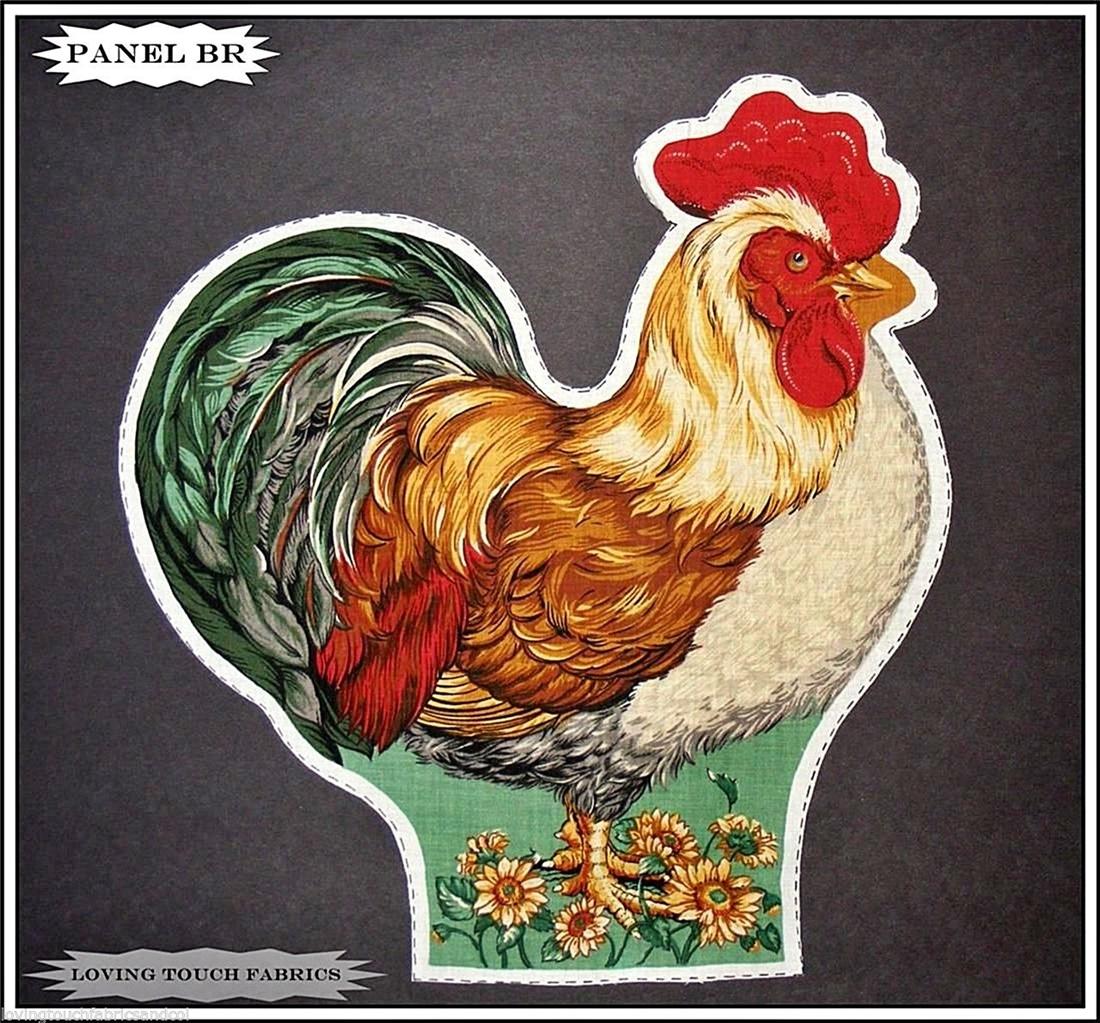 LOVELY ROOSTER CHICKEN FABRIC CUTOUT PANELS (MAKE A SELECTION) eBay
