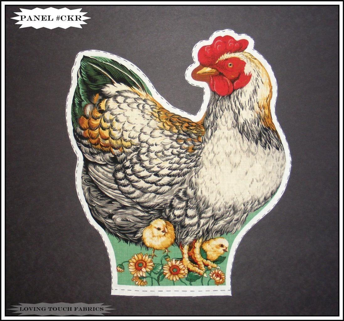 LOVELY ROOSTER CHICKEN FABRIC CUTOUT PANELS (MAKE A SELECTION) eBay