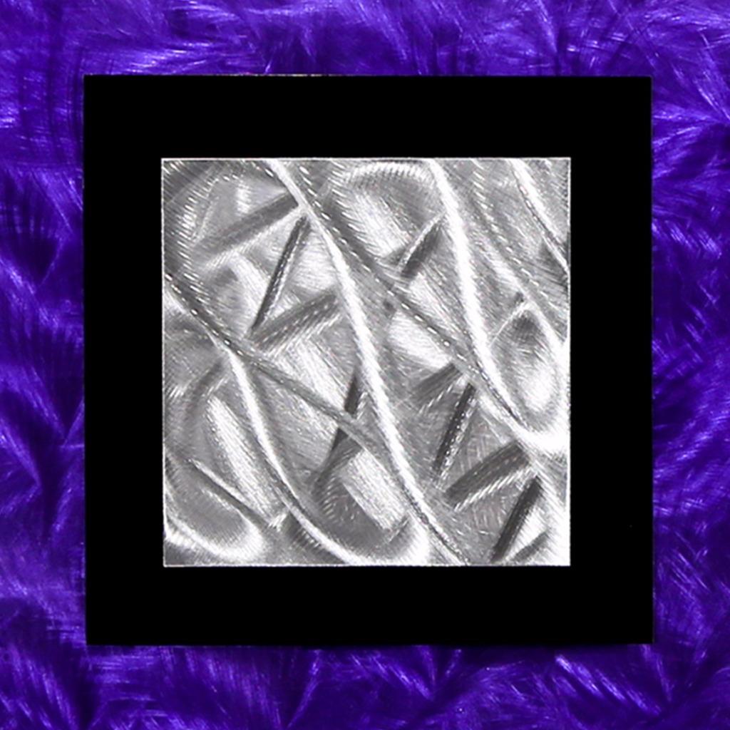 Abstract Purple Silver & Black Square Metal Wall Art Accent Decor